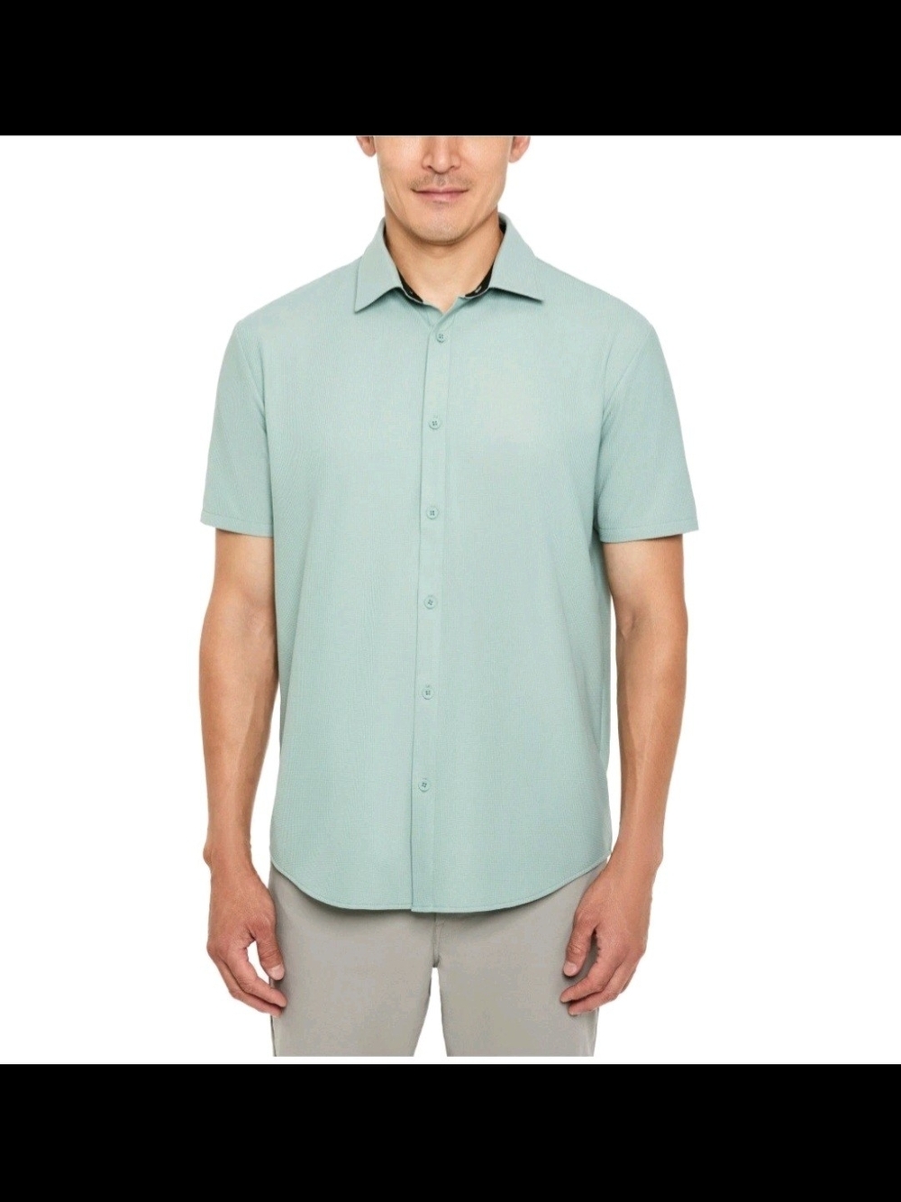 Kenneth Cole Men's Short Sleeve Slim Fit Stretch Woven Shirts- Size Large